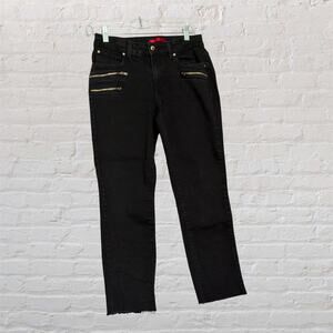 Jennifer Lopez Capri Mid Rise Jeans Size 8‎ Black Gold Zipper 28x24